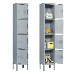 4 Door 66"H Metal Lockers With Lock, Storage Cabinet for Home Gym, Office, School, Garage - Gray