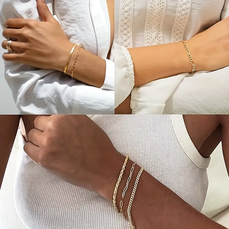 5pcs Exquisite Golden Tennis Beaded Bracelets for Women - Stainless Steel Jewelry with Durable Construction, Hypoallergenic, Water-Resistant, and Adjustable Clasp - Perfect Accessory for Everyday Wear, Party, or Special Occasion