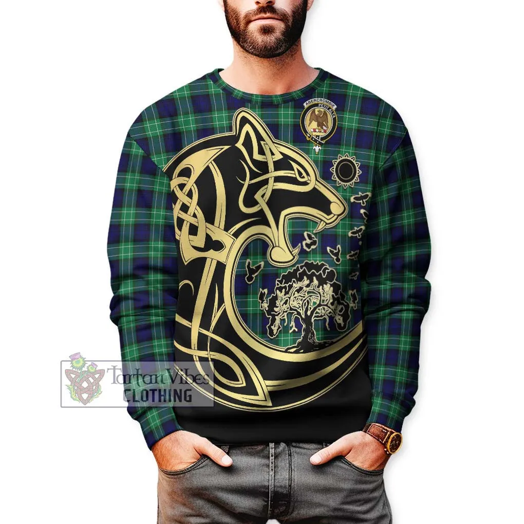 Abercrombie Tartan Sweatshirt with Family Crest Celtic Wolf Style