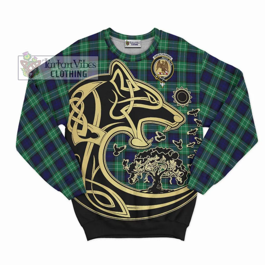 Abercrombie Tartan Sweatshirt with Family Crest Celtic Wolf Style