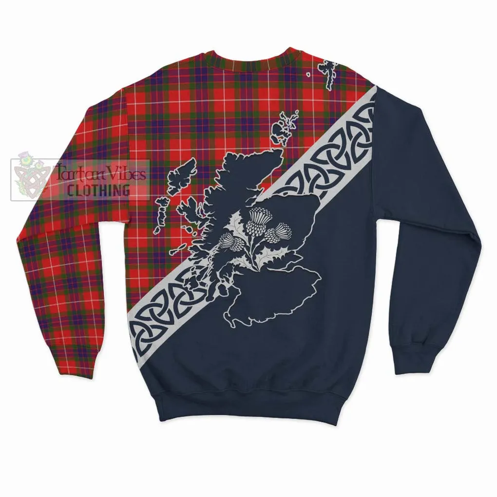 Abernethy Tartan Sweatshirt Featuring Thistle and Scotland Map