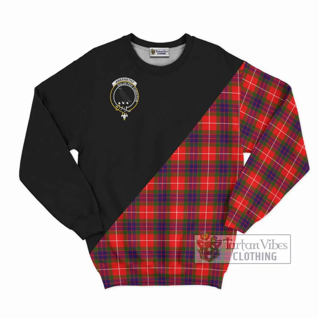 Abernethy Tartan Sweatshirt with Family Crest and Military Logo Style