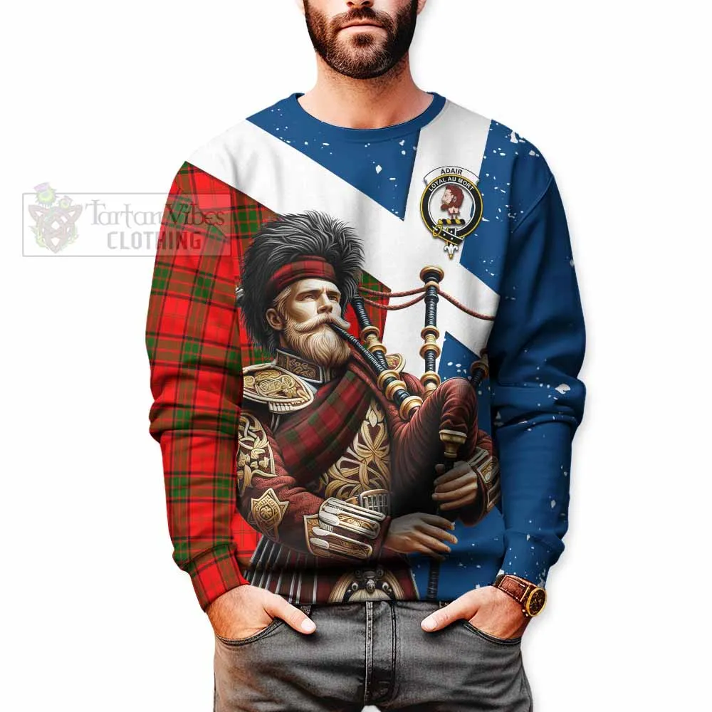 Adair Tartan Sweatshirt with Family Crest Scottish Bagpiper Vibes