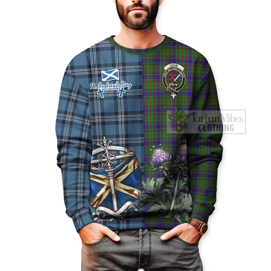 Adam Tartan Sweatshirt Happy St. Andrew's Day Half Tartan Style