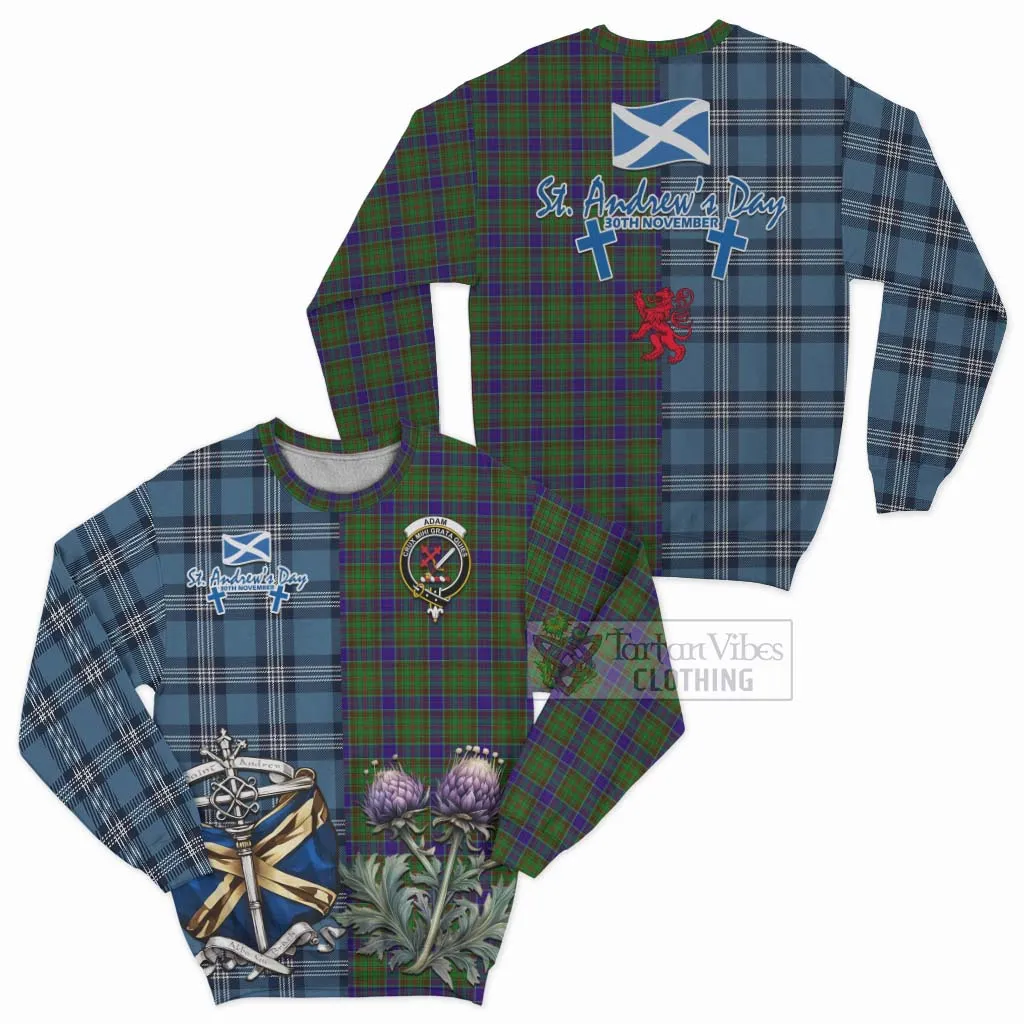 Adam Tartan Sweatshirt Happy St. Andrew's Day Half Tartan Style