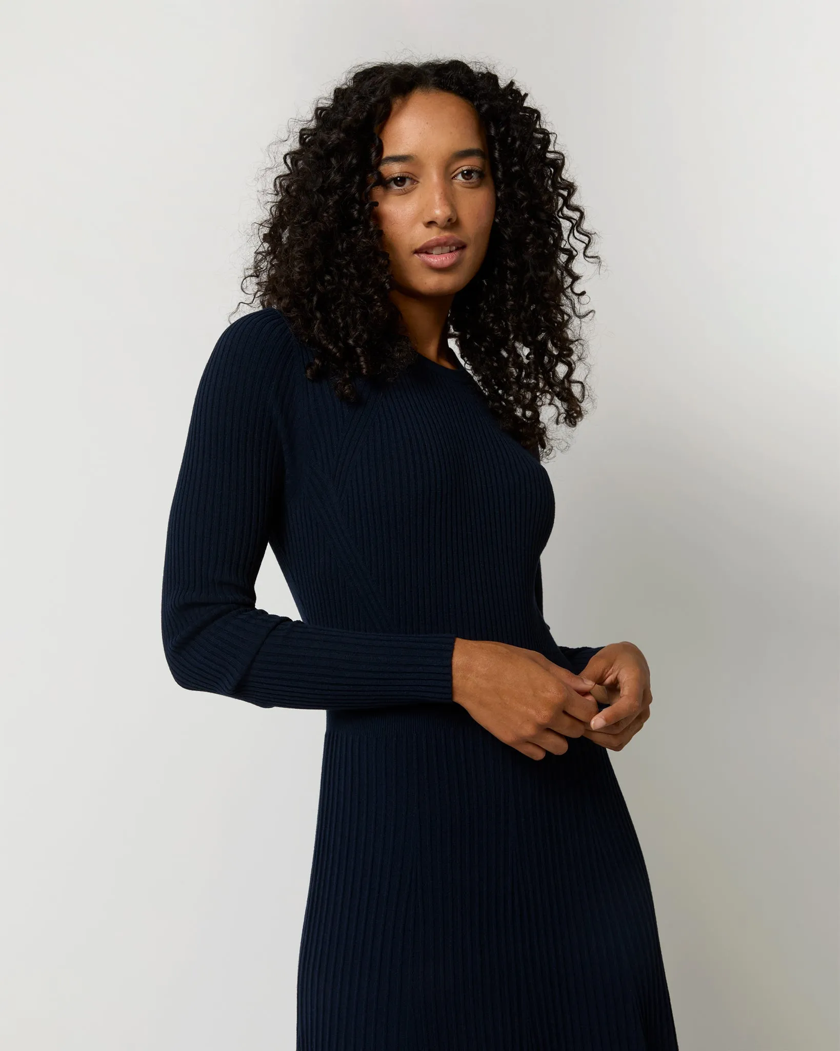 Addie Dress in Navy Techno Yarn