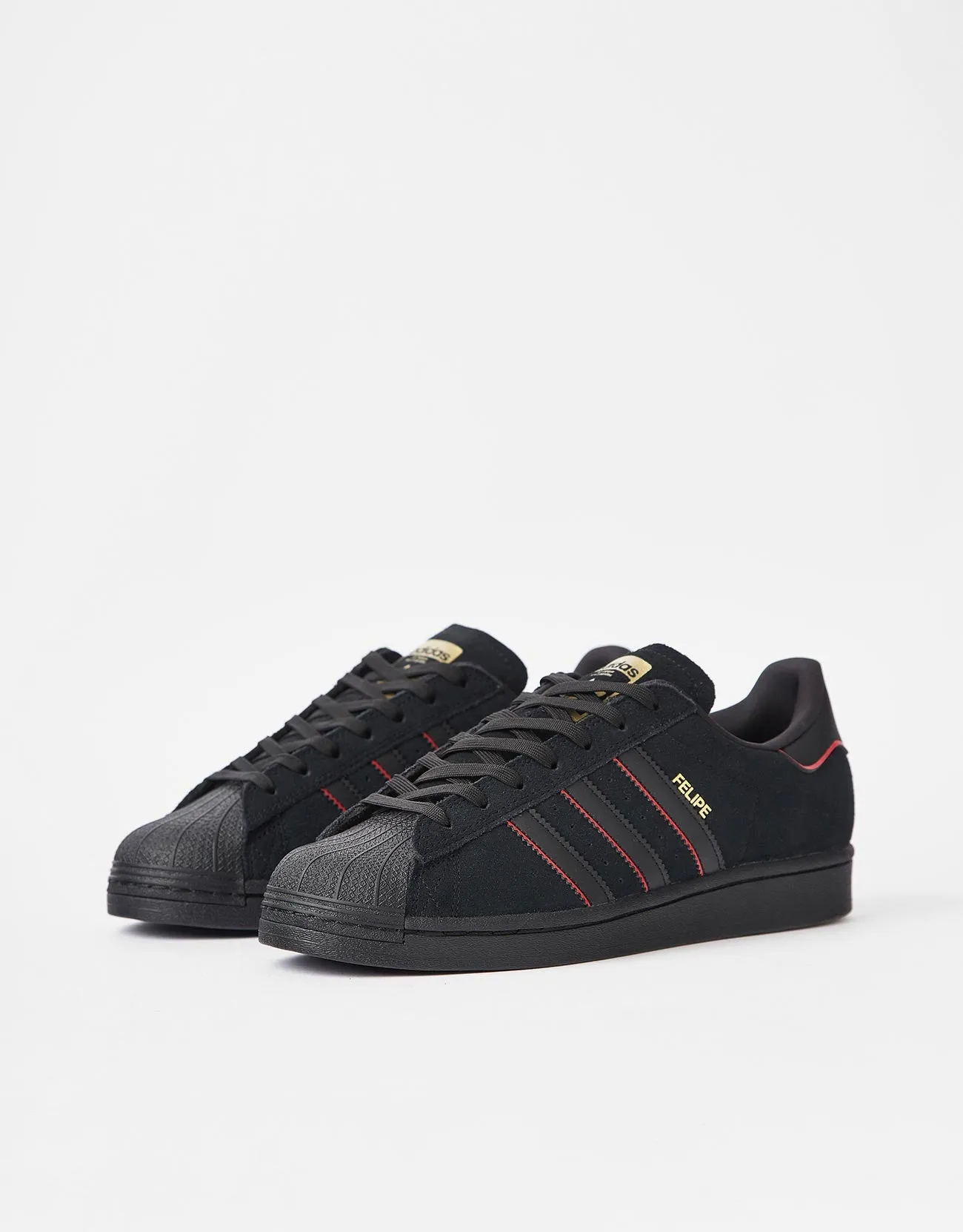 adidas x Felipe Superstar ADV Skate Shoes - Core Black/Better Scarlet/Gold Metallic