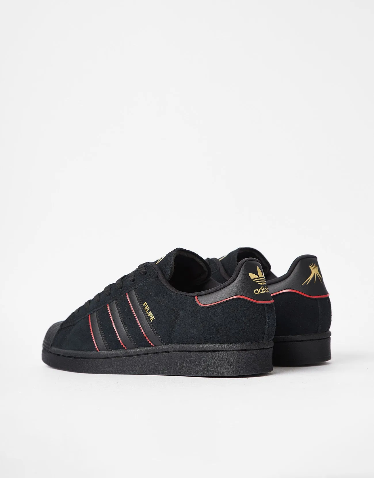 adidas x Felipe Superstar ADV Skate Shoes - Core Black/Better Scarlet/Gold Metallic