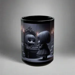 Adorable Shadows Gothic Ceramic Coffee Mug – Sip in Whimsical Darkness