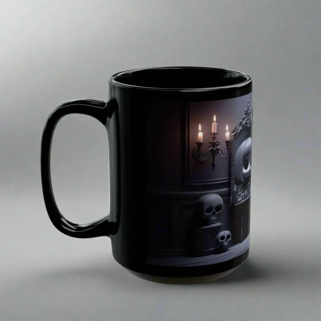 Adorable Shadows Gothic Ceramic Coffee Mug – Sip in Whimsical Darkness