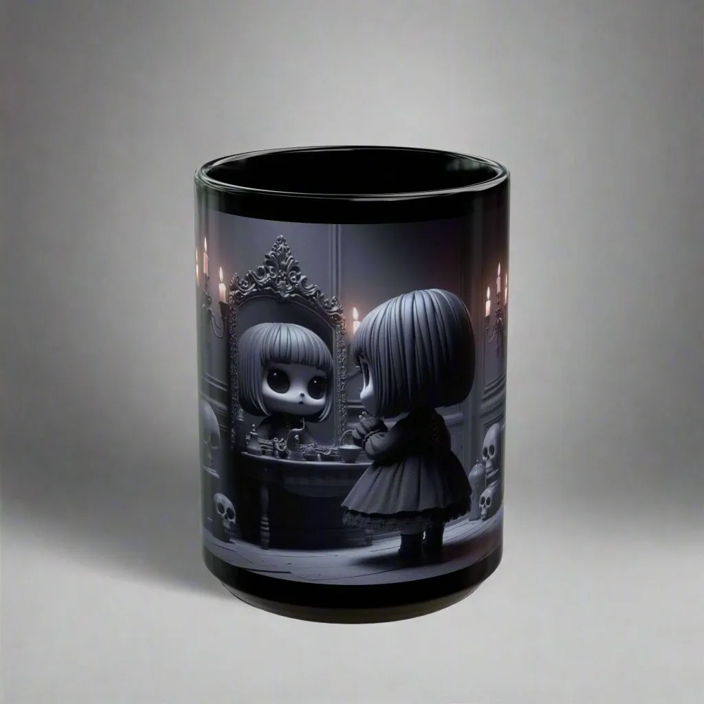 Adorable Shadows Gothic Ceramic Coffee Mug – Sip in Whimsical Darkness