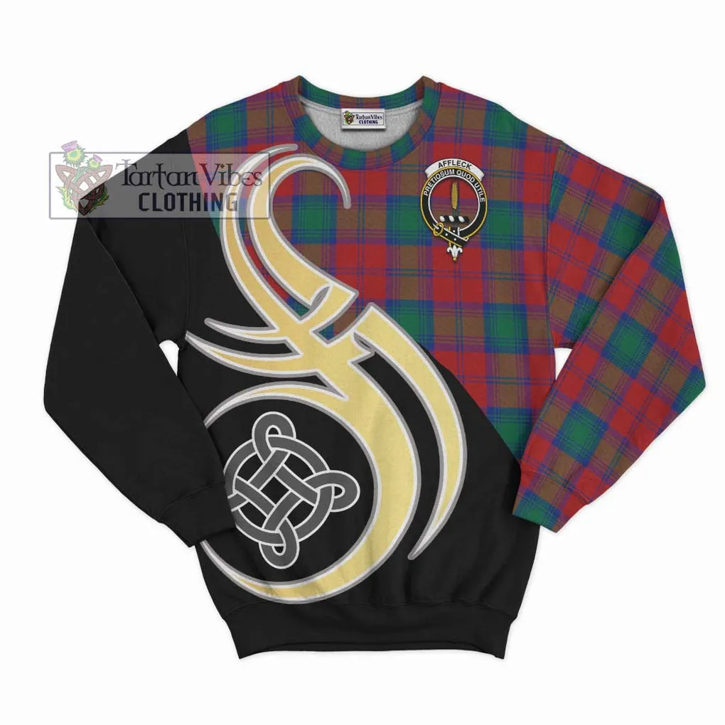 Affleck Tartan Sweatshirt with Family Crest and Celtic Symbol Style