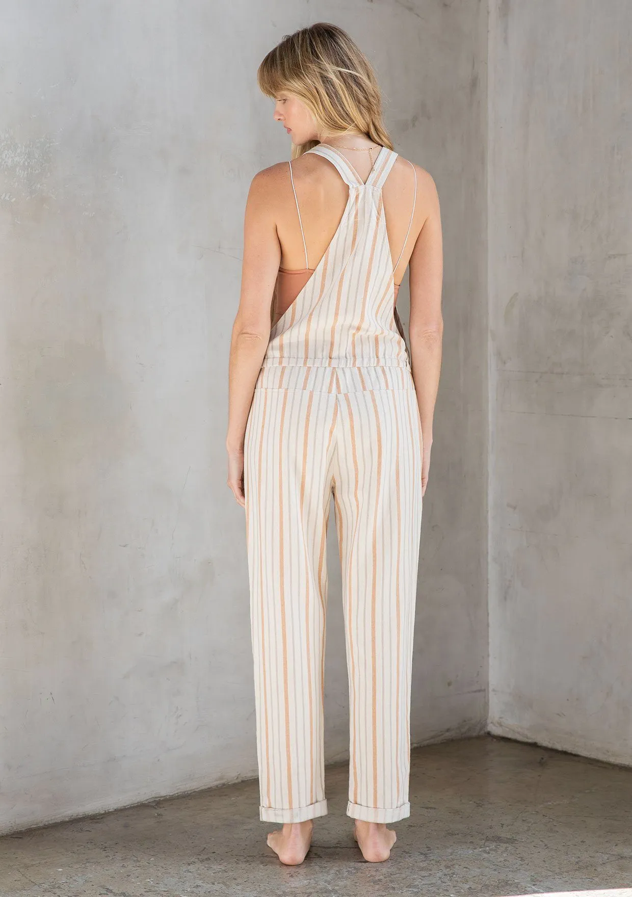 Afternoon Striped Twill Overalls