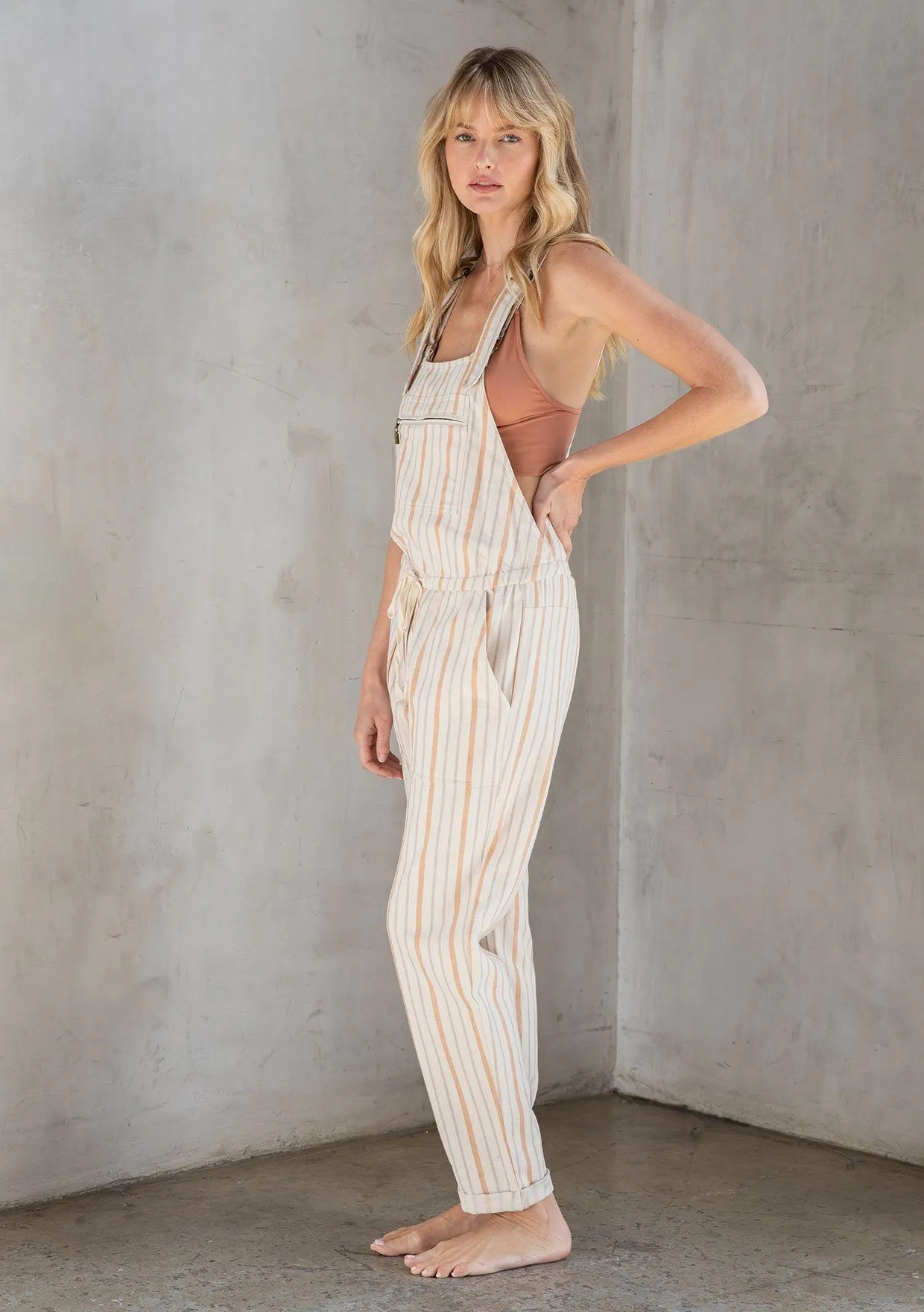 Afternoon Striped Twill Overalls