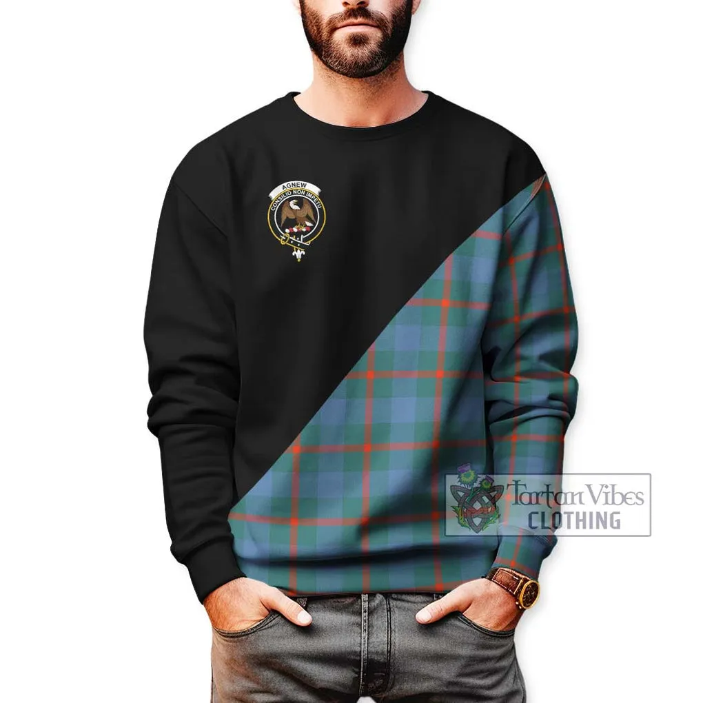 Agnew Ancient Tartan Sweatshirt with Family Crest and Military Logo Style