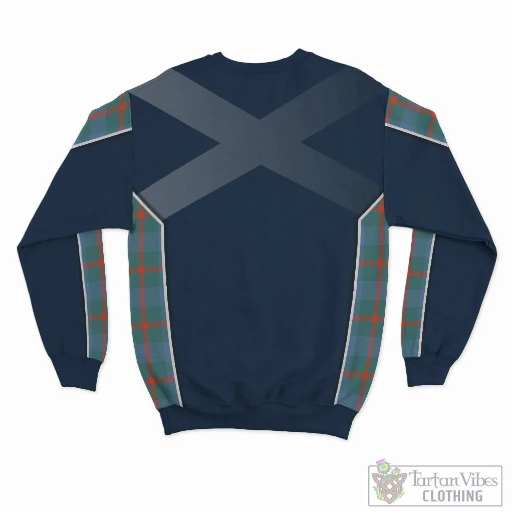 Agnew Ancient Tartan Sweatshirt with Family Crest and Scottish Thistle Vibes Sport Style