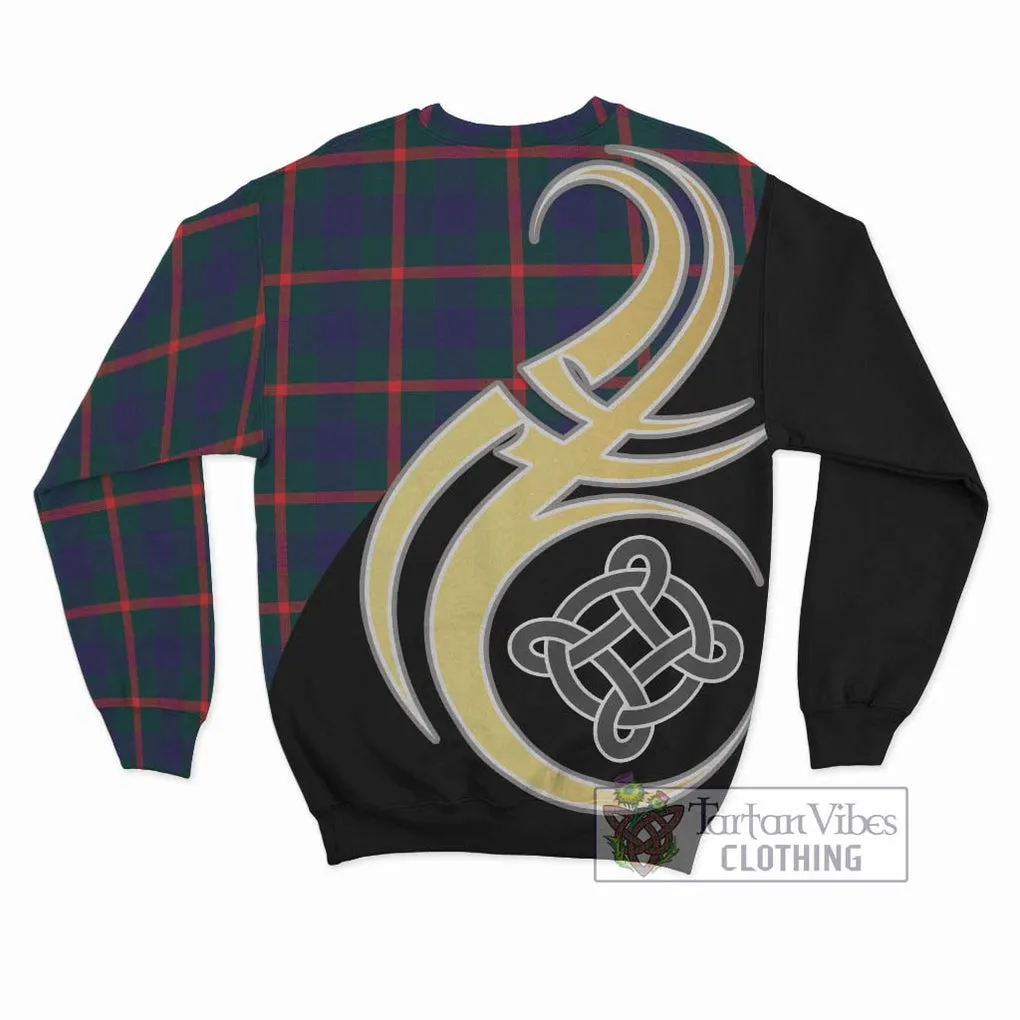 Agnew Tartan Sweatshirt with Family Crest and Celtic Symbol Style