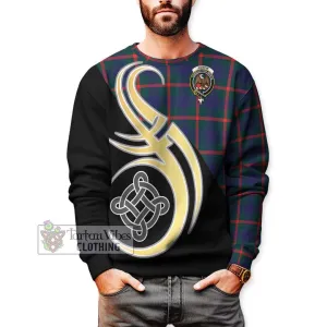 Agnew Tartan Sweatshirt with Family Crest and Celtic Symbol Style