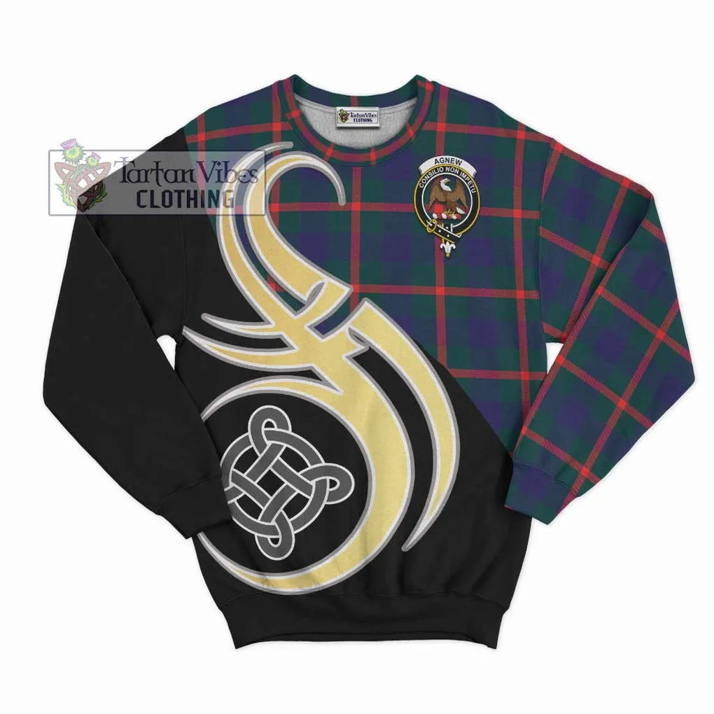 Agnew Tartan Sweatshirt with Family Crest and Celtic Symbol Style