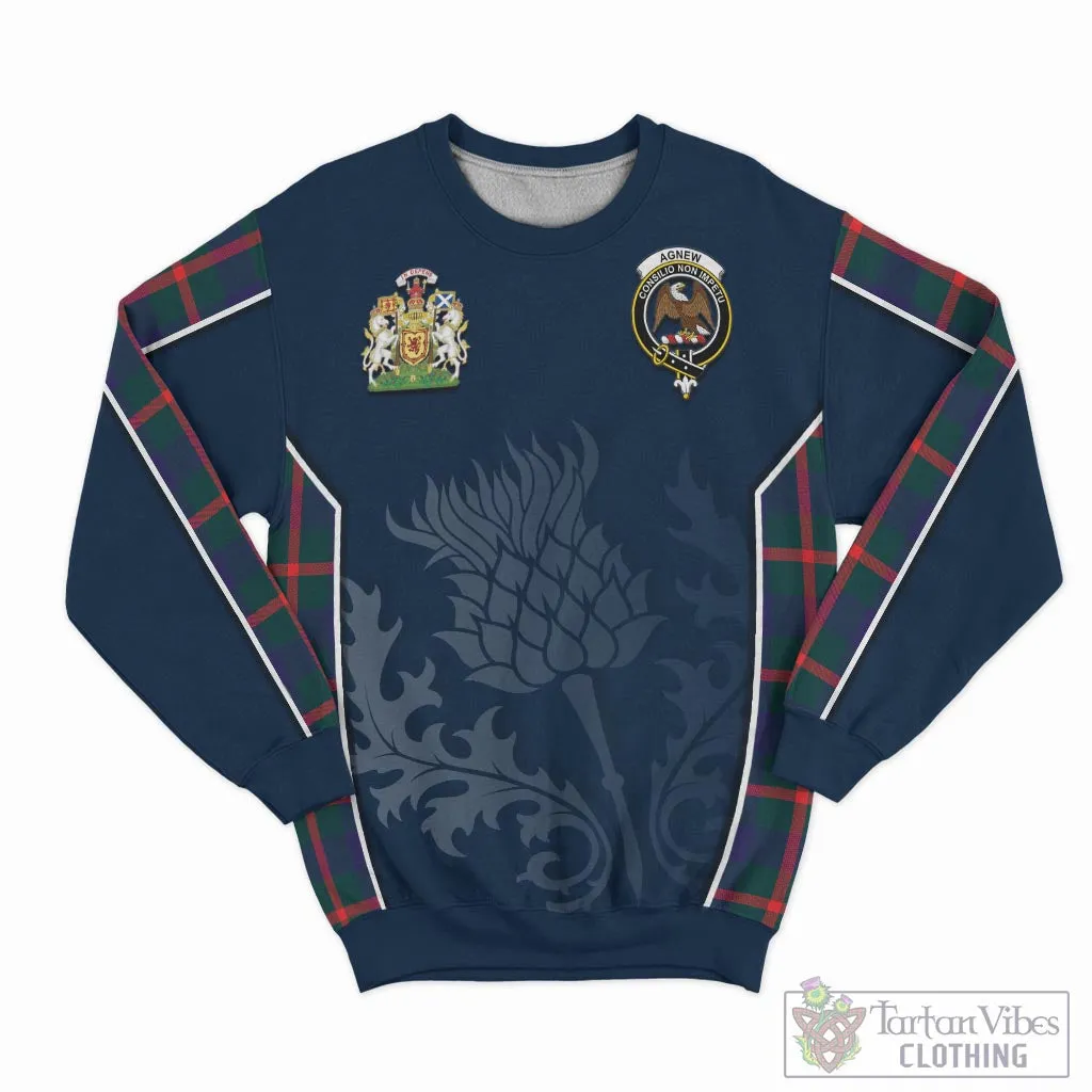 Agnew Tartan Sweatshirt with Family Crest and Scottish Thistle Vibes Sport Style