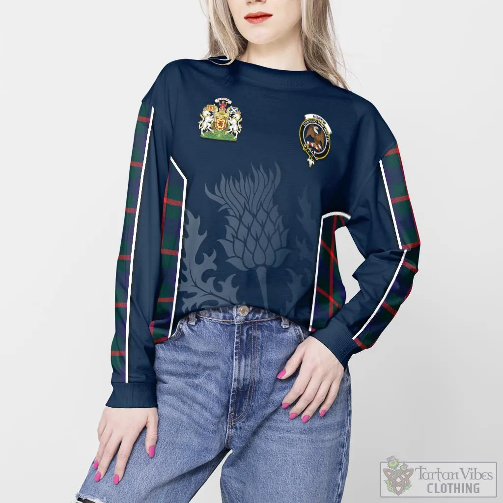 Agnew Tartan Sweatshirt with Family Crest and Scottish Thistle Vibes Sport Style