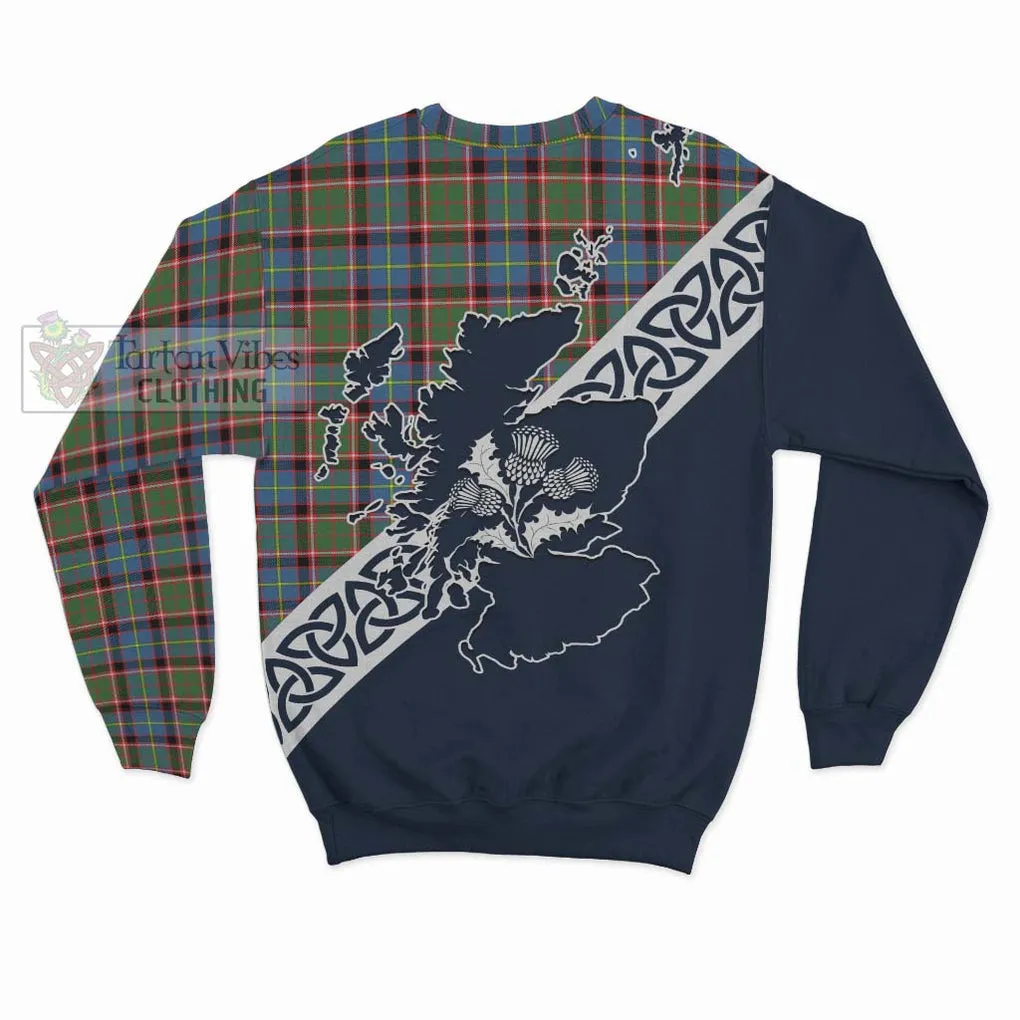 Aikenhead Tartan Sweatshirt Featuring Thistle and Scotland Map