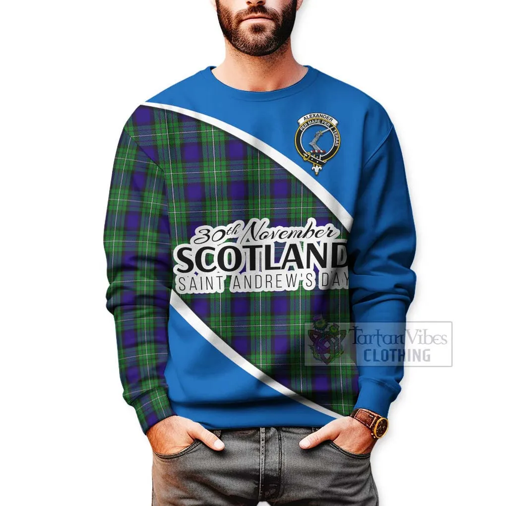 Alexander Family Crest Tartan Sweatshirt Celebrate Saint Andrew's Day in Style