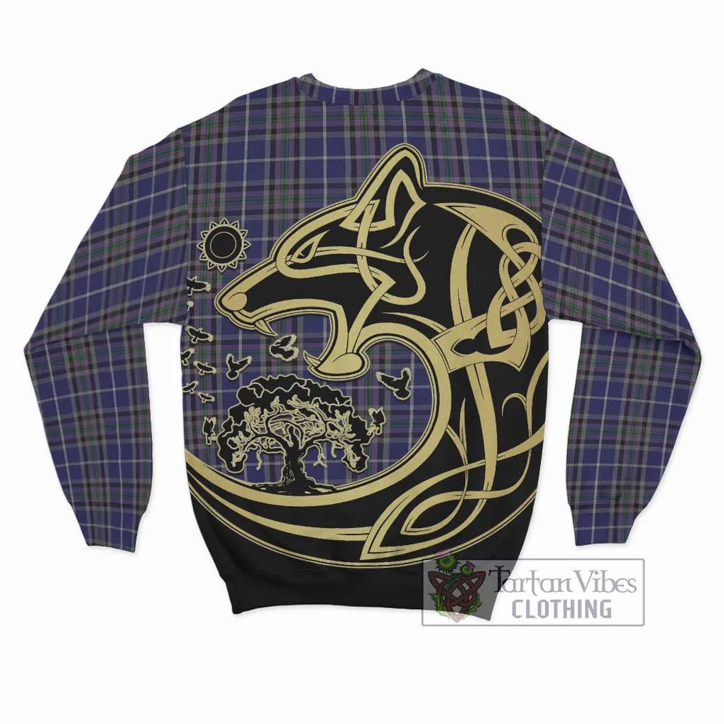 Alexander of Menstry Tartan Sweatshirt with Family Crest Celtic Wolf Style