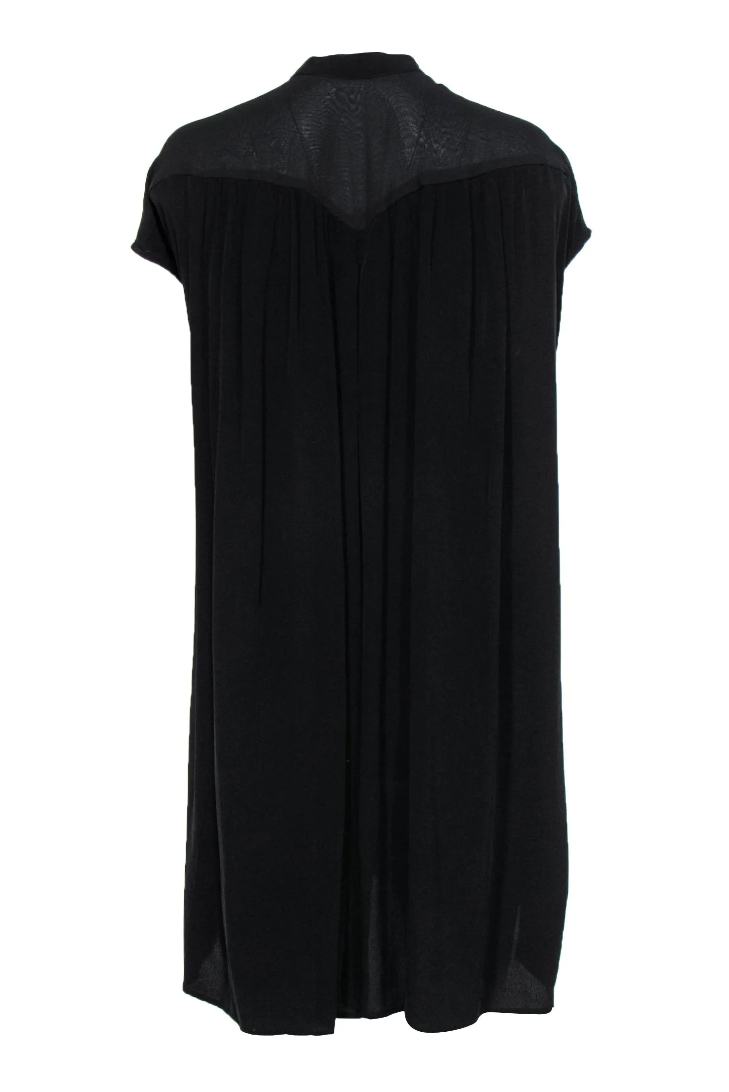 All Saints - Black Silky Button-Front Shift Dress w/ Sash Sz XS