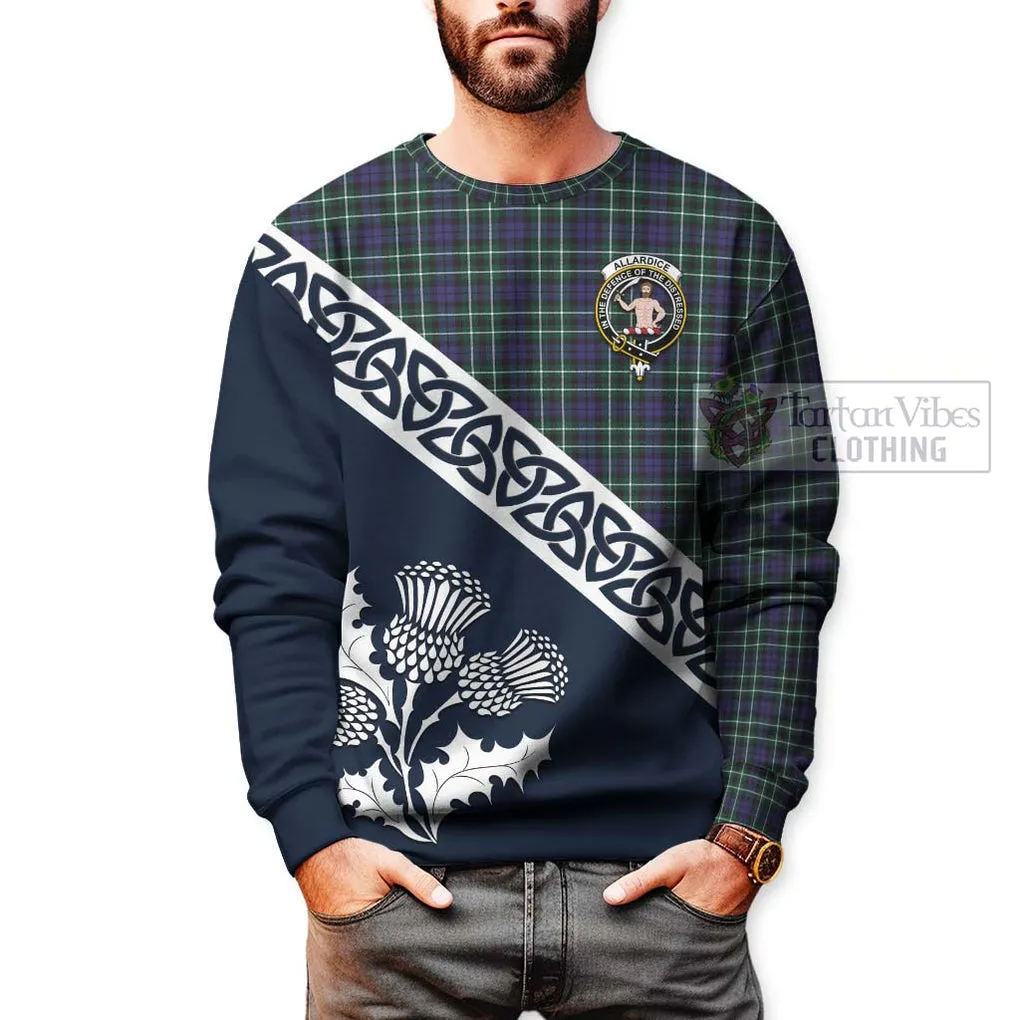 Allardice Tartan Sweatshirt Featuring Thistle and Scotland Map