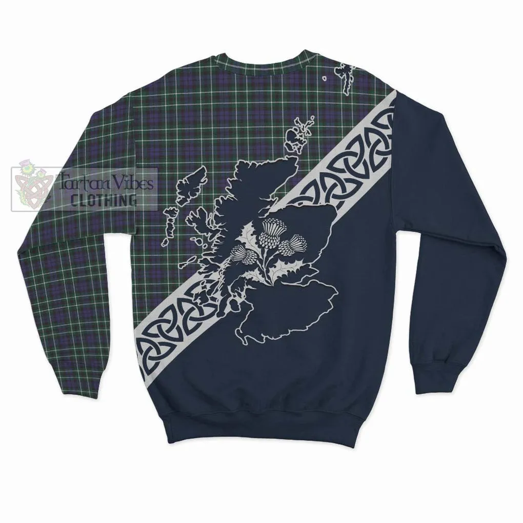 Allardice Tartan Sweatshirt Featuring Thistle and Scotland Map