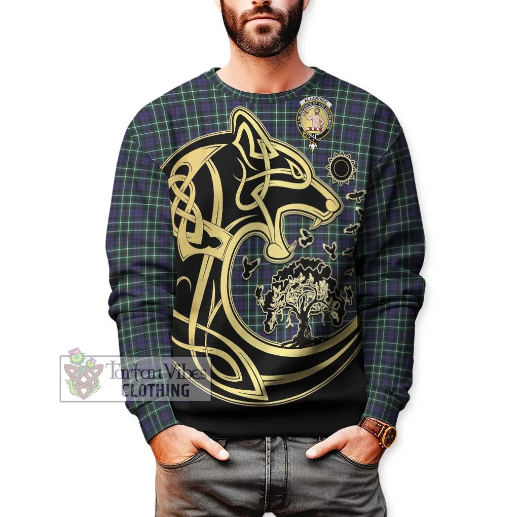 Allardice Tartan Sweatshirt with Family Crest Celtic Wolf Style