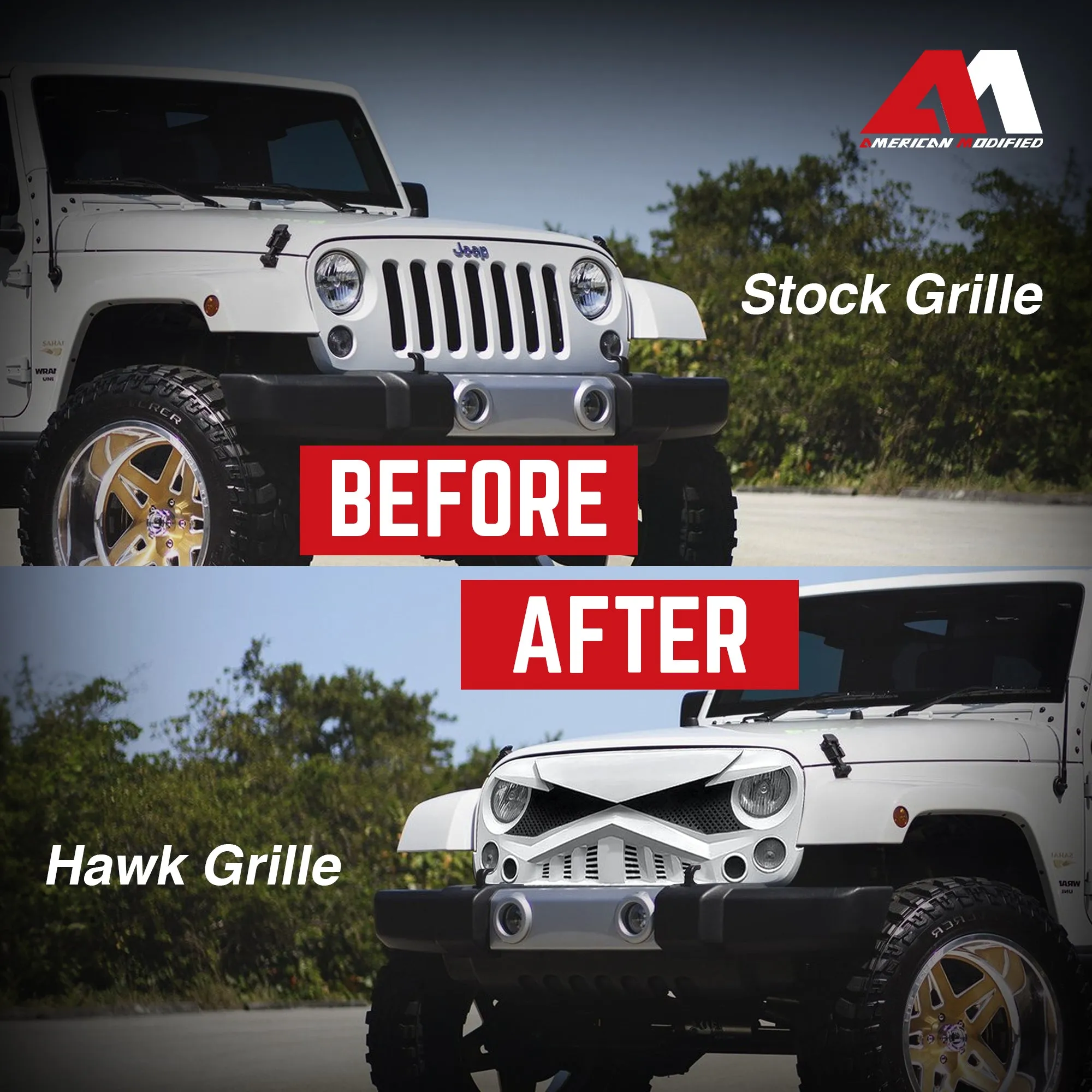 AMERICAN MODIFIED Hawke Grille Compatible w/2007-2018 Jeep Wrangler JK (Used)