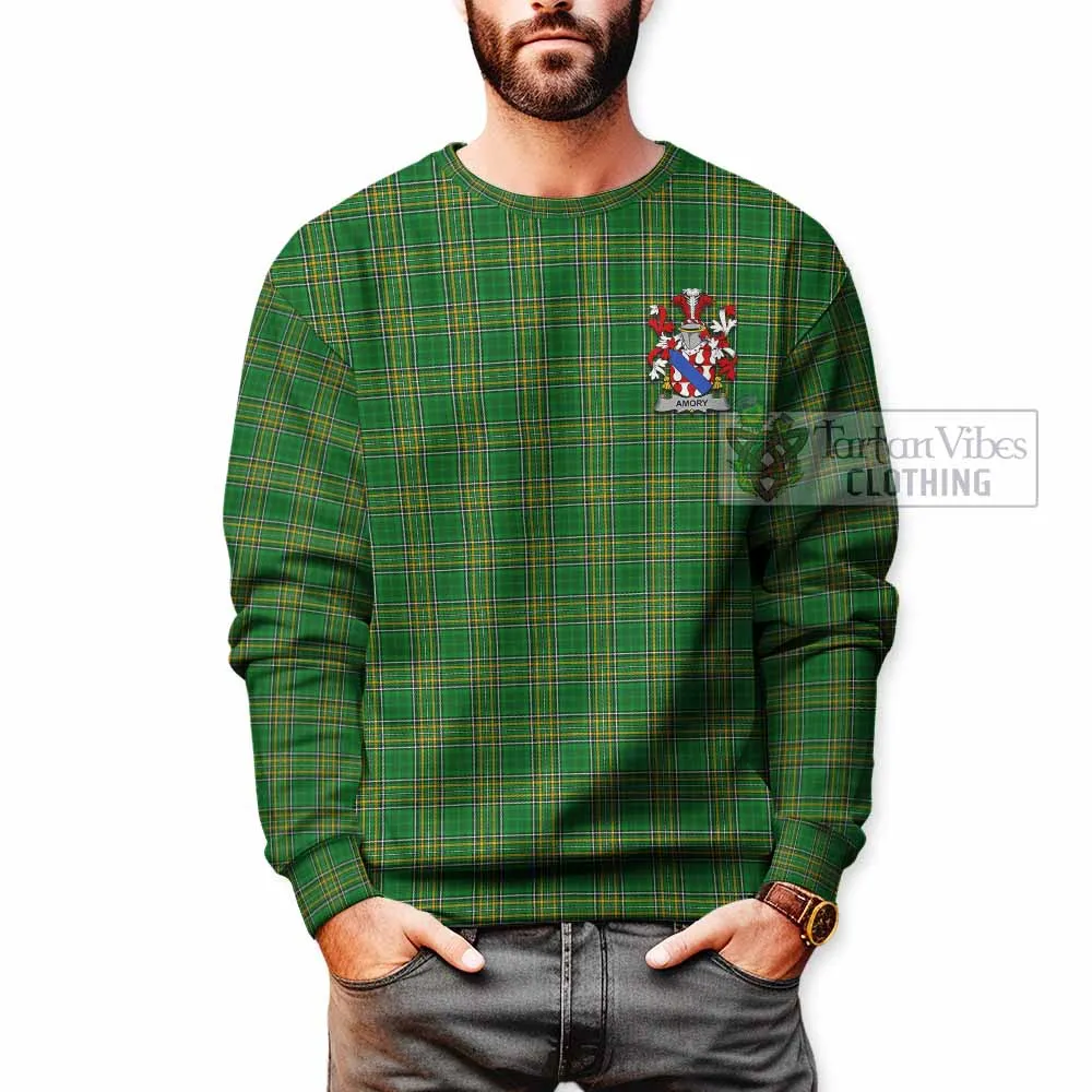 Amory Irish Clan Tartan Sweatshirt with Coat of Arms