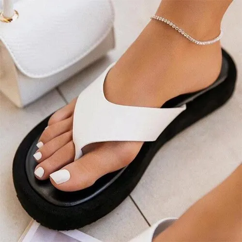 Amozae- Back To School   Women Platform Flip Flops 2024 Woman Thick Bottom Slippers Ladies Casual Flats Female Beach Shoes Plus Size Women's Footwear