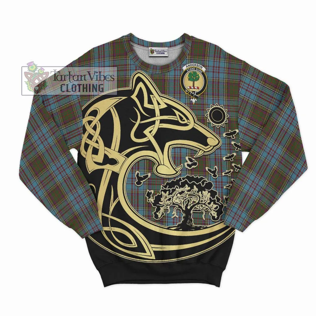 Anderson Tartan Sweatshirt with Family Crest Celtic Wolf Style