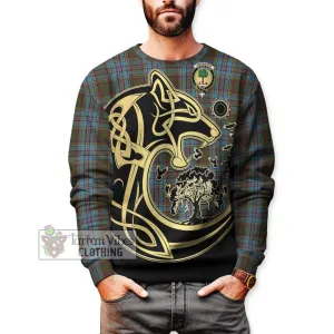 Anderson Tartan Sweatshirt with Family Crest Celtic Wolf Style