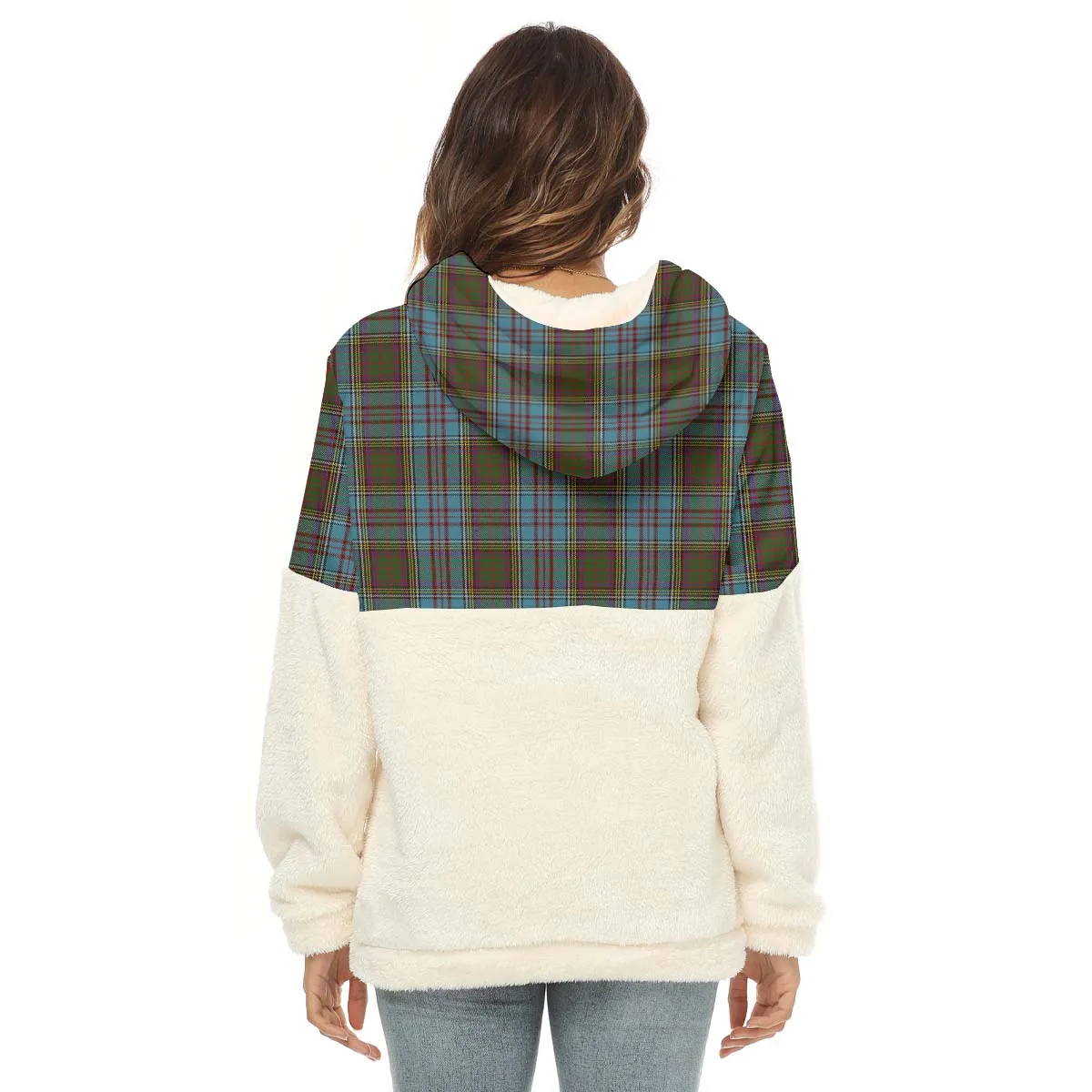 Anderson Tartan Women's Borg Fleece Hoodie With Half Zip