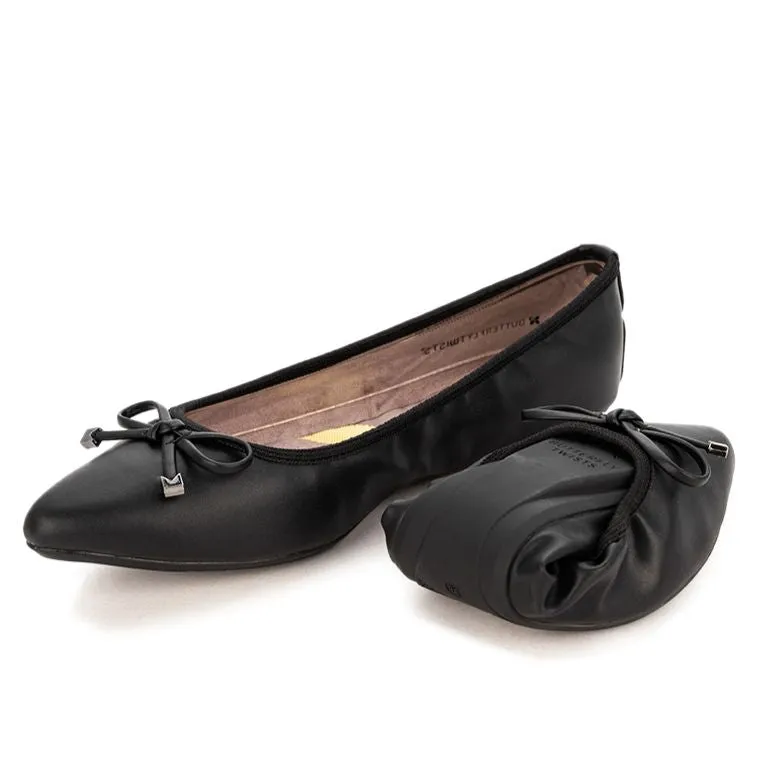 ANNIE Ballet Flat Shoes - Black Burnished Calf