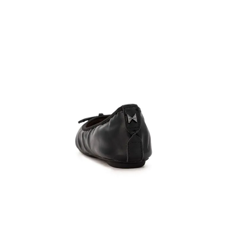 ANNIE Ballet Flat Shoes - Black Burnished Calf