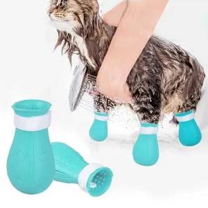 AnniePaw Adjustable Cat Claw Protectors - Anti-Scratch Bath Boots