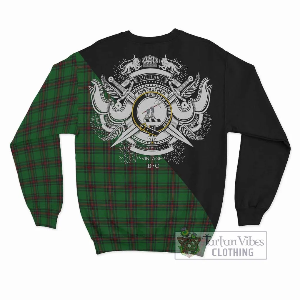 Anstruther Tartan Sweatshirt with Family Crest and Military Logo Style