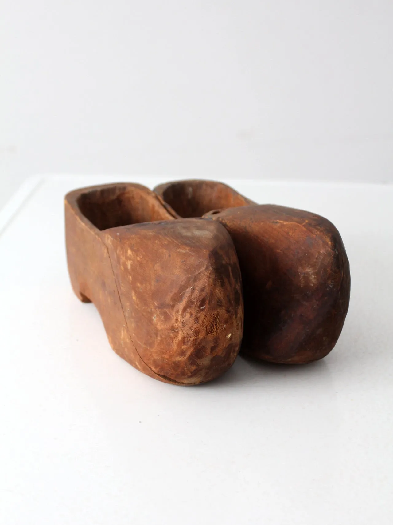 antique primitive wooden clogs