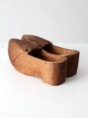 antique primitive wooden clogs