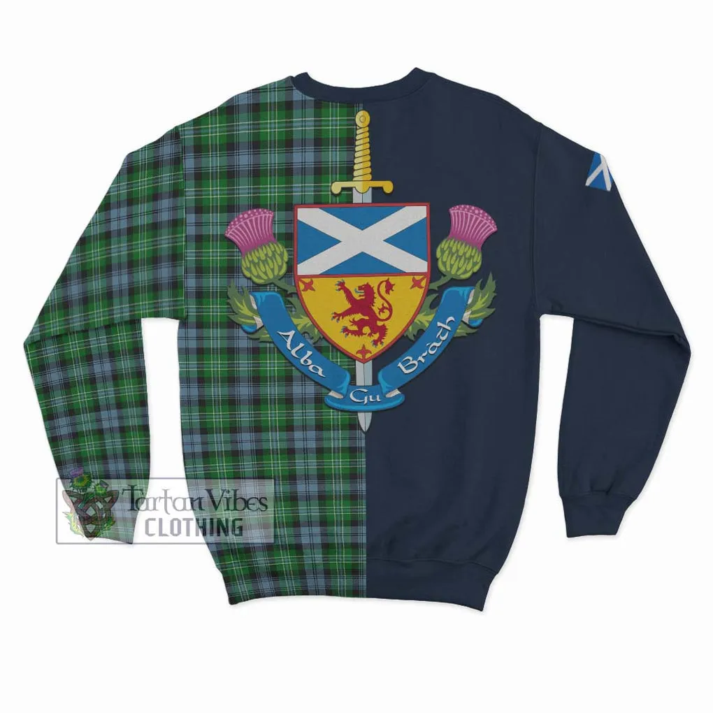 Arbuthnot Ancient Tartan Sweatshirt Alba with Scottish Lion Royal Arm Half Style