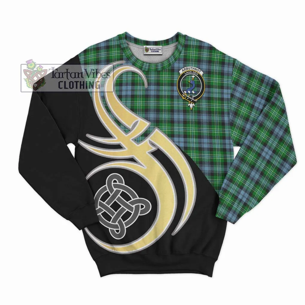 Arbuthnot Ancient Tartan Sweatshirt with Family Crest and Celtic Symbol Style