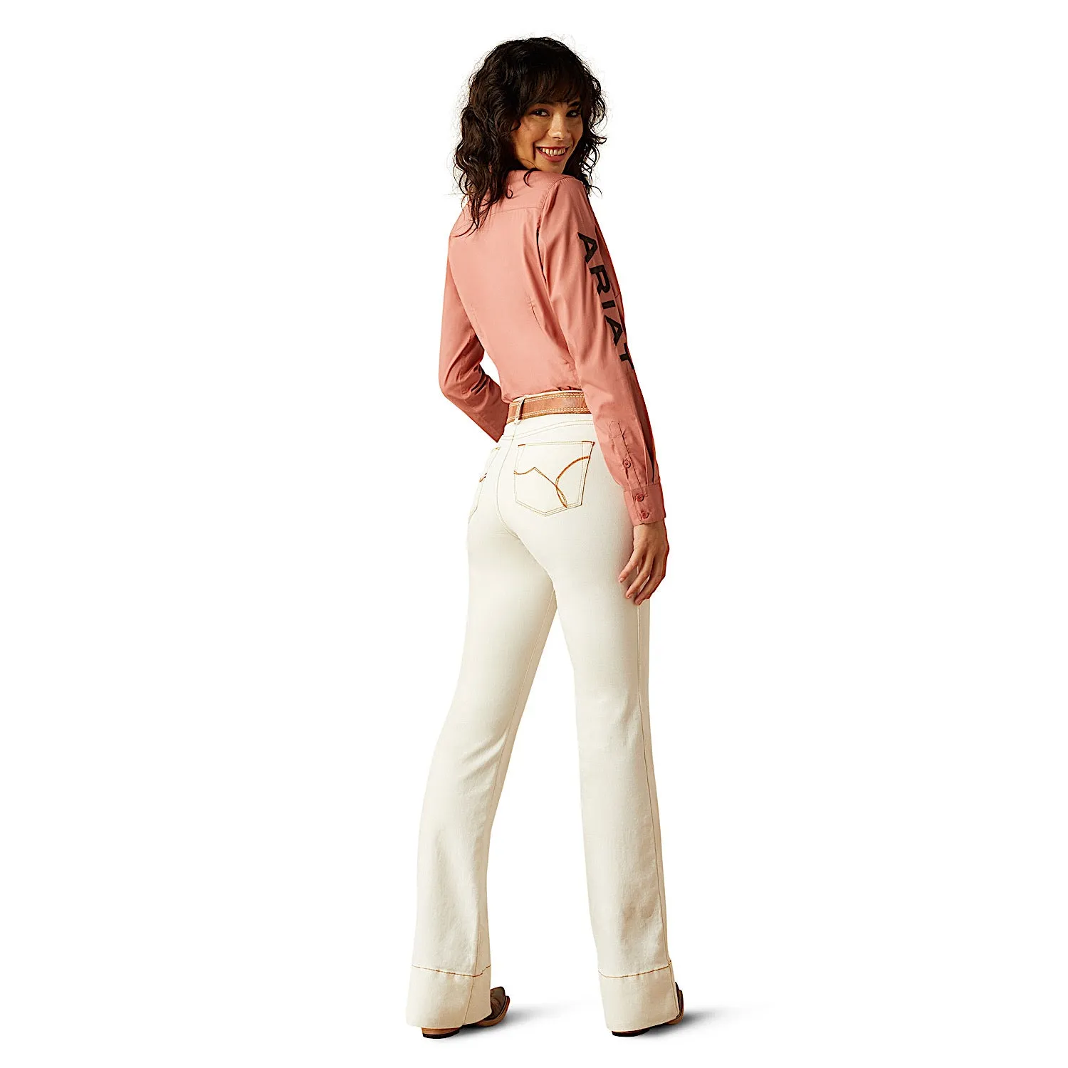 Ariat Women's High Rise Larissa Wide Leg Trouser - Ecru