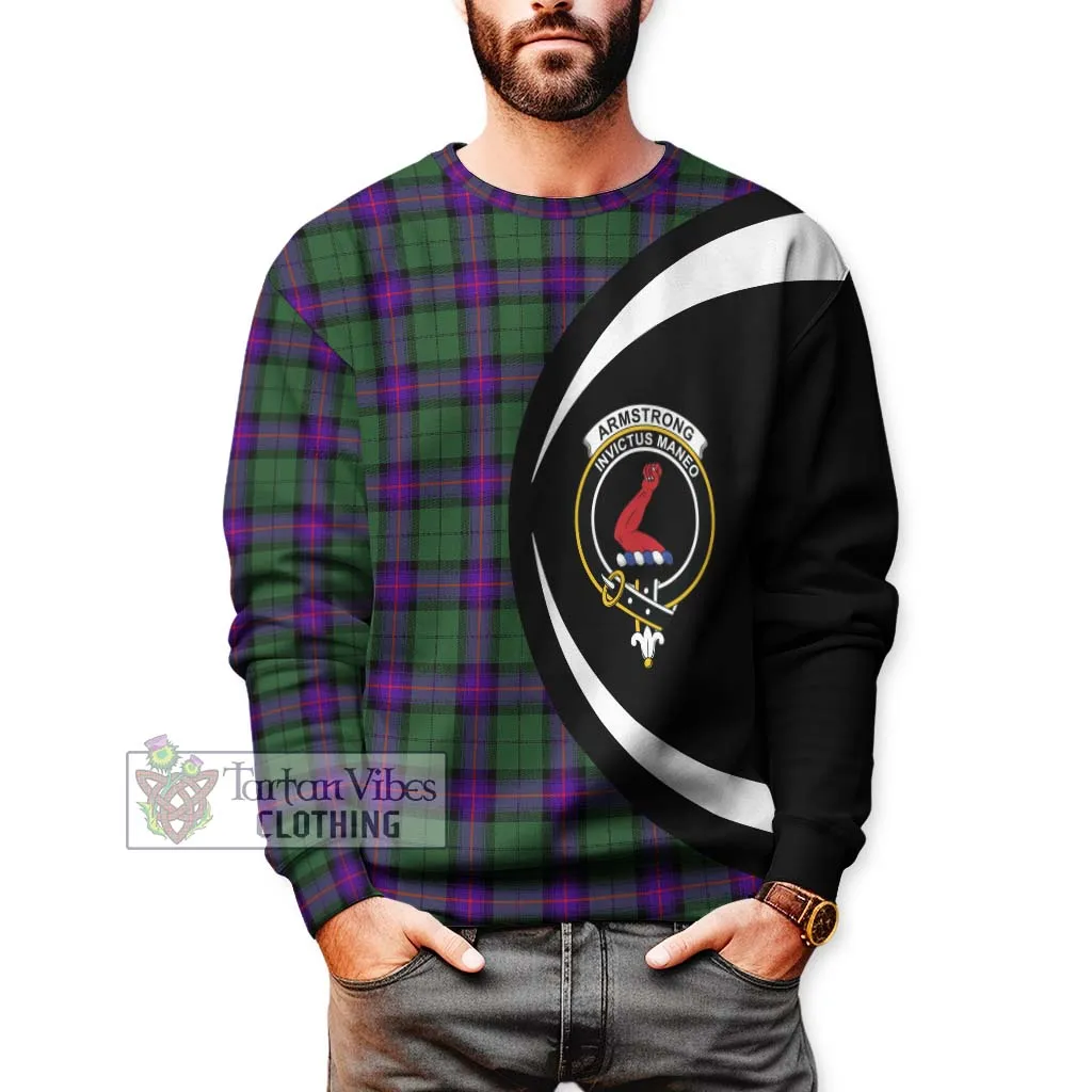 Armstrong Modern Tartan Sweatshirt with Family Crest Circle Style