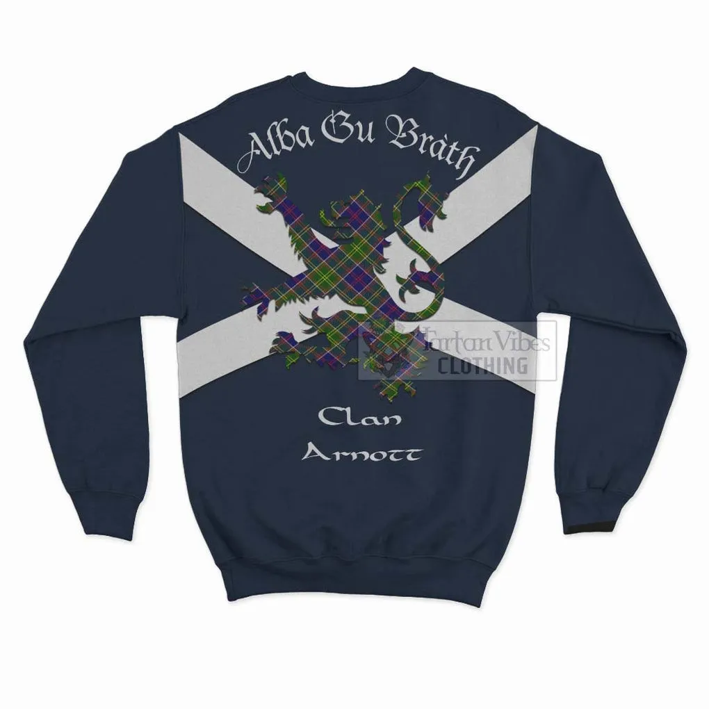 Arnott Tartan Lion Rampant Sweatshirt  Proudly Display Your Heritage with Alba Gu Brath and Clan Name