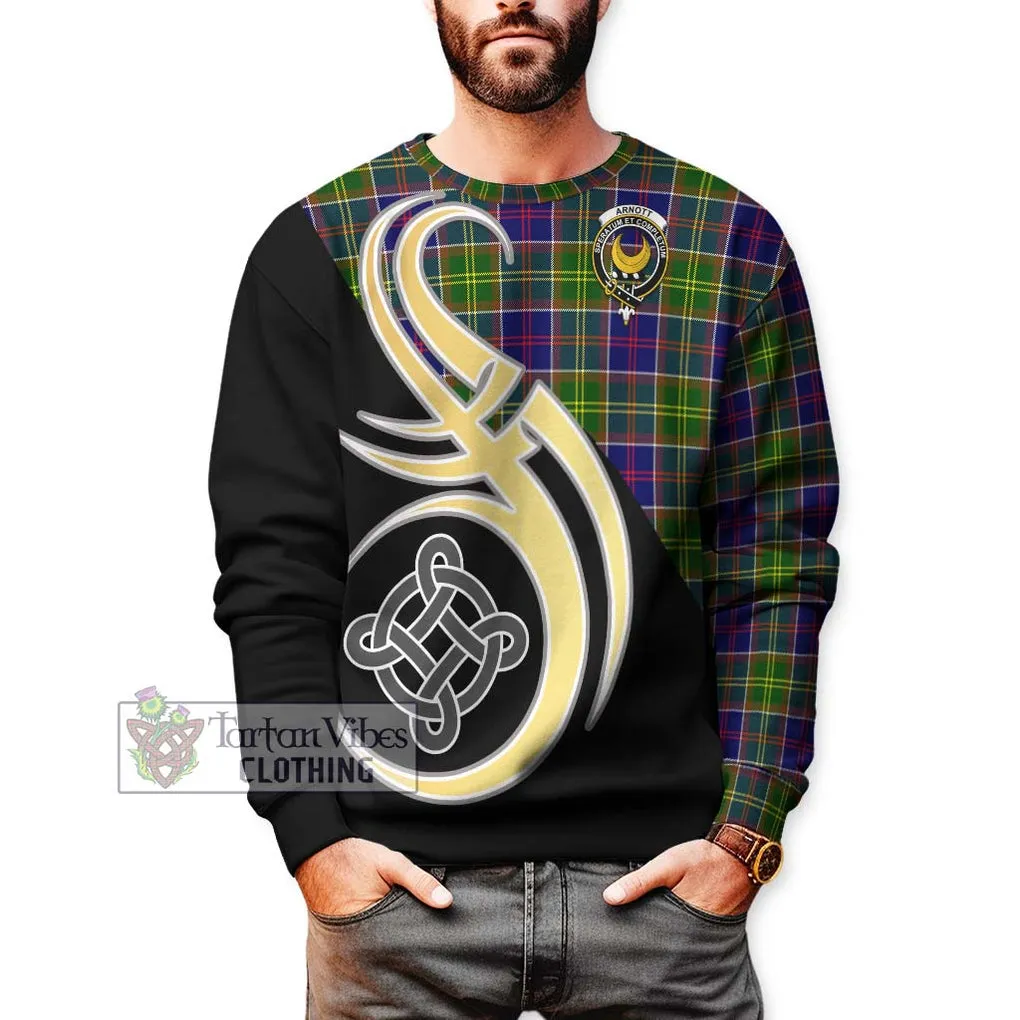 Arnott Tartan Sweatshirt with Family Crest and Celtic Symbol Style